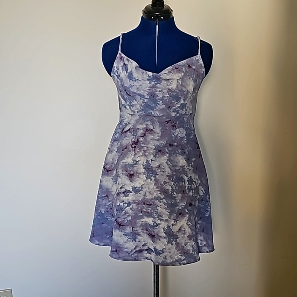 Purple Cloud Print Mini Dress